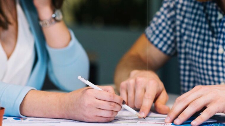 Woman and man consulting