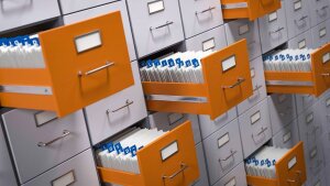 Filing cabinet with data