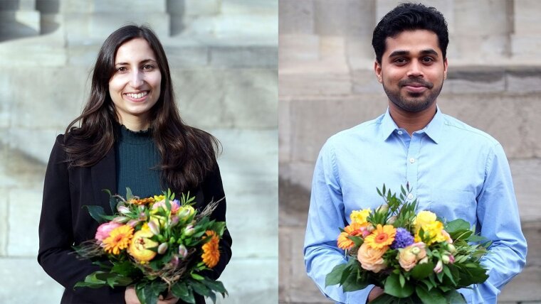 Gewinner des Three-Minute-Thesis-Wettbewerbs 2021: Fahima Farkhari & Aman Anand