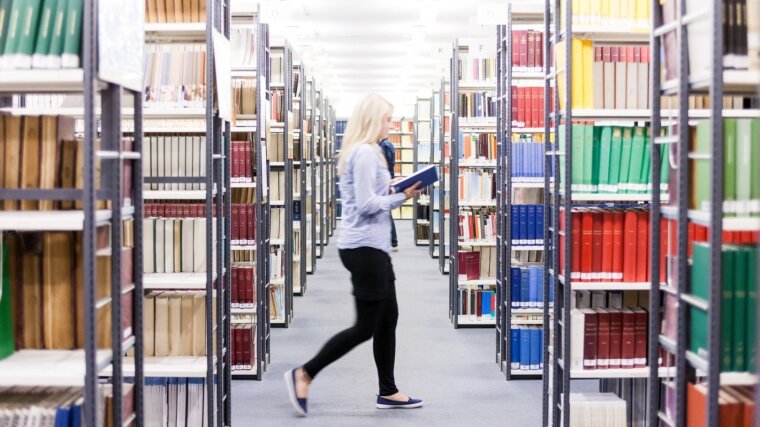 Student in the library