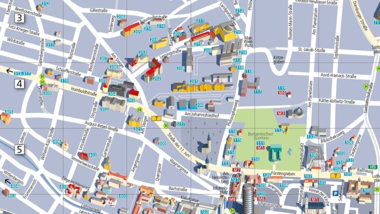 Stadtplan Jena mit universitären Einrichtungen