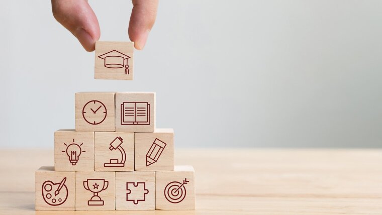 Wooden blocks with icons