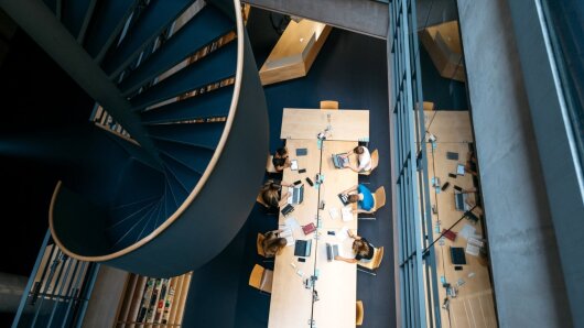 Students in the library