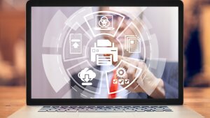 Laptop mit Office Konzept