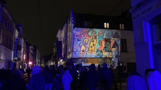 Die Sleepstraat während des Lichtfestivals