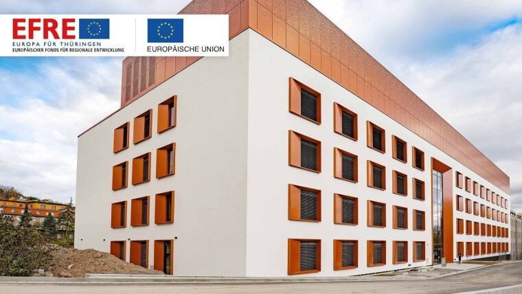 Das heute eröffnete Gebäude der Forschungsneubauten CEEC Jena II und AWZ CEEC Jena.