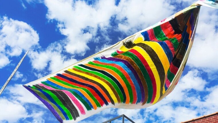 Colorful banner in the sky