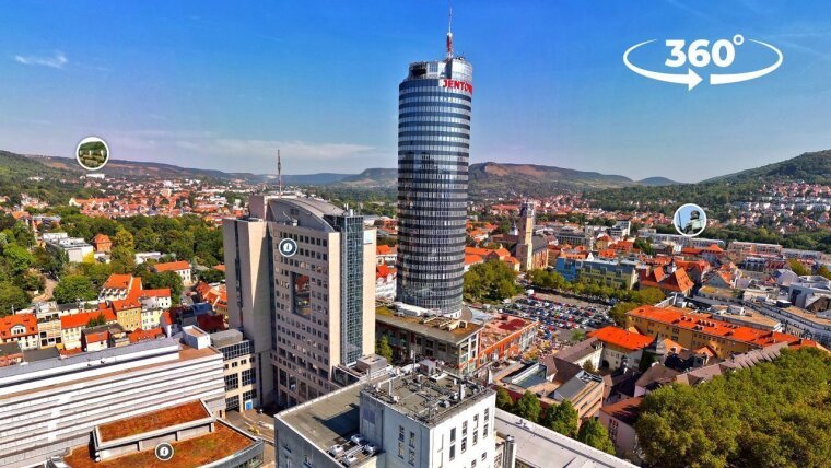 Drone shot of Jena city centre