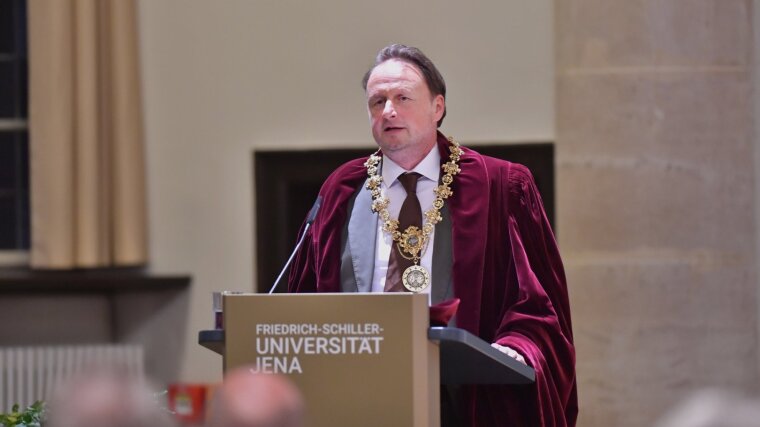 University President Prof. Dr Andreas Marx during his speech at the investiture ceremony.