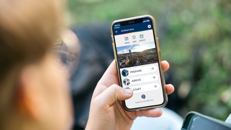 Home screen of the UniStartJena app