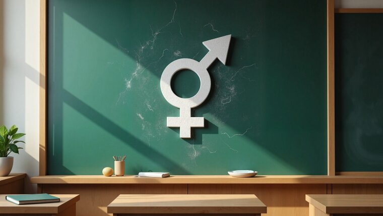 Eine Tafel mit integrierten Gender-Symbolen.