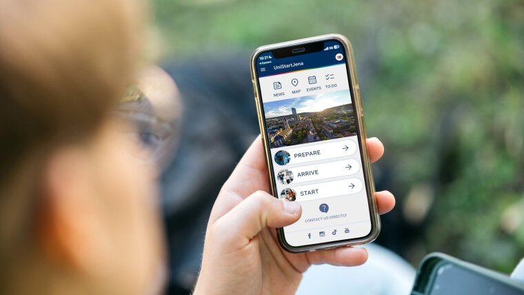 Home screen of the UniStartJena app
