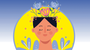 Menschlicher Kopf mit Blumen