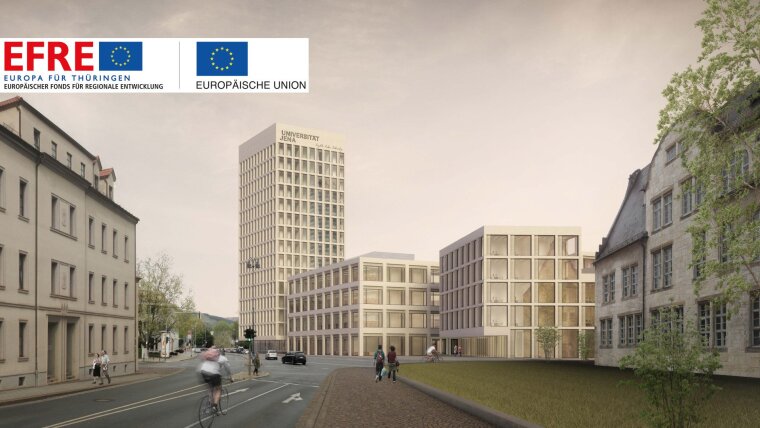 Architektenbild mit Gebäudesensembles am Campus Inselplatz