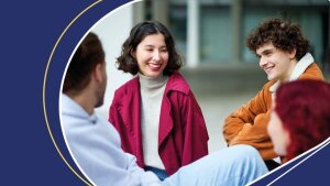 Students together in front of University Building