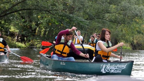 Paddling on the river Saale