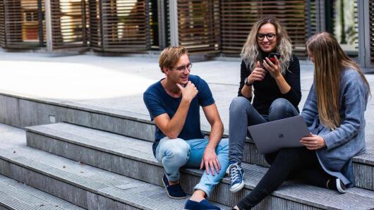 Students on steps