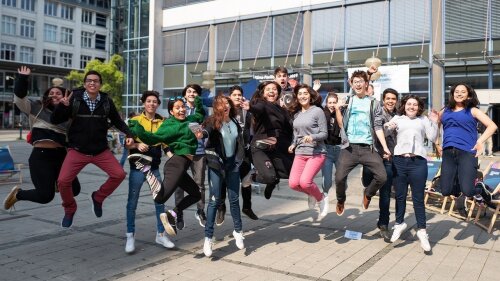 Students from Latin America on the university campus Jena