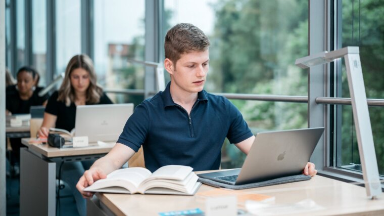 Student studying in the library