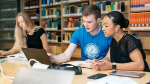 Students at the library