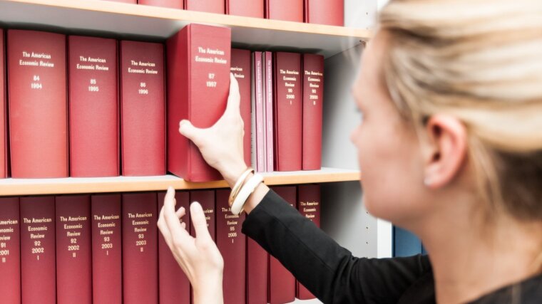 Student in the library