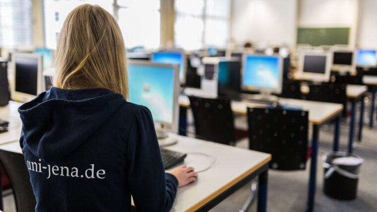 student in the server room