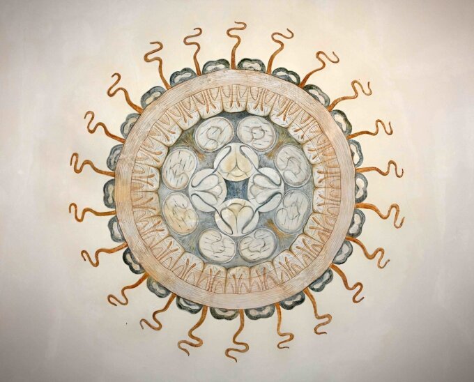 Diese von Haeckel „Atolla wyvillei“ genannte Meduse gehört zu den Deckenmalereien des Phyletischen Museums der Universität Jena. Diese Kunstwerke spielen in der neuen Sonderausstellung eine besondere Rolle.