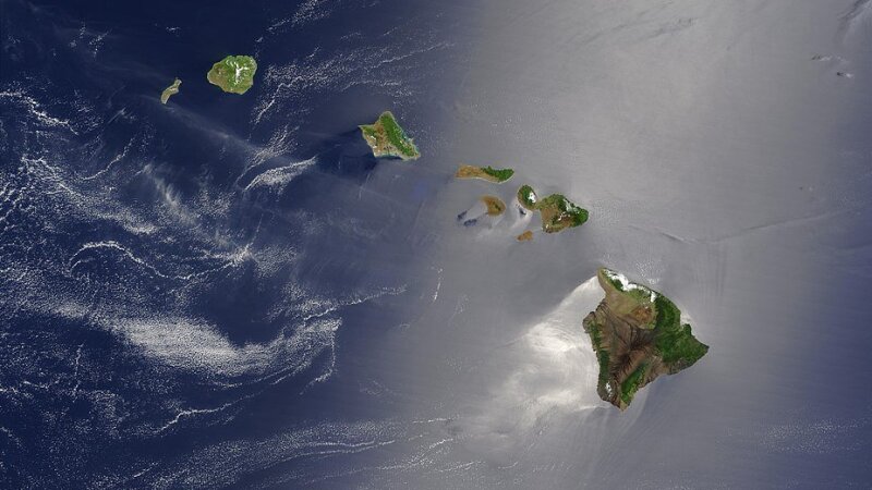Platzhalterbild — Satellitenbild der acht größten Inseln von Hawaii.