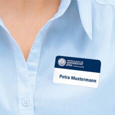 selbstklebendes Namensschild mit FSU Logo