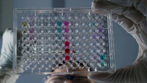 Researcher pipetting in the lab