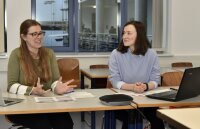 Workshop Selbstständigkeit -- Studierendensicht (v.l.n.r. Leonie Kuhn, Laura Sterba)