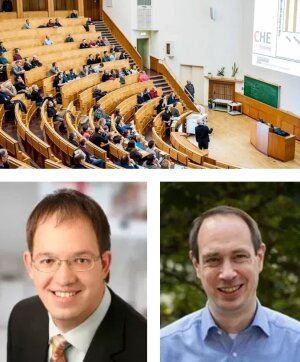 Der Dekan der Physikalisch-Astronomischen Fakultät informiert (oben). Prof. Dr. Martin Ammon (unten links). Prof. Dr. Holger Cartarius (unten rechts).