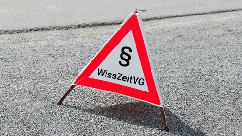 Baustellenschild Wissenschaftszeitvertragsgesetz