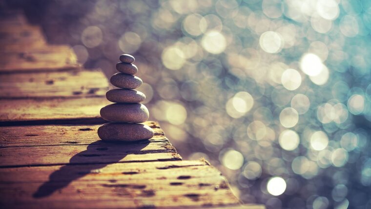 Stones on a pier by the water